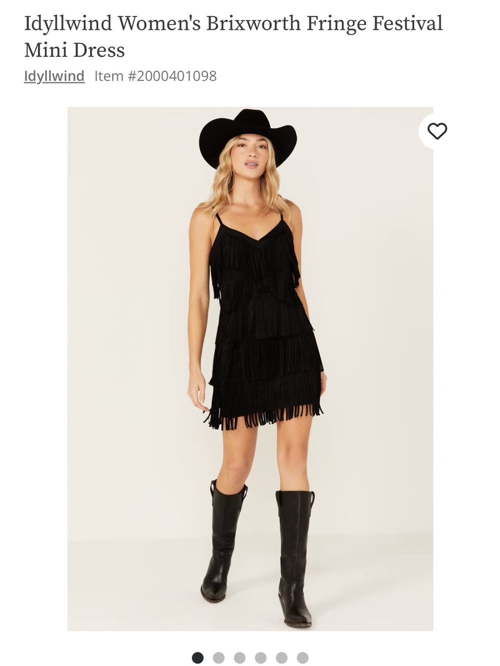 Idyllwind Black Fringe Mini Dress with Spaghetti Straps